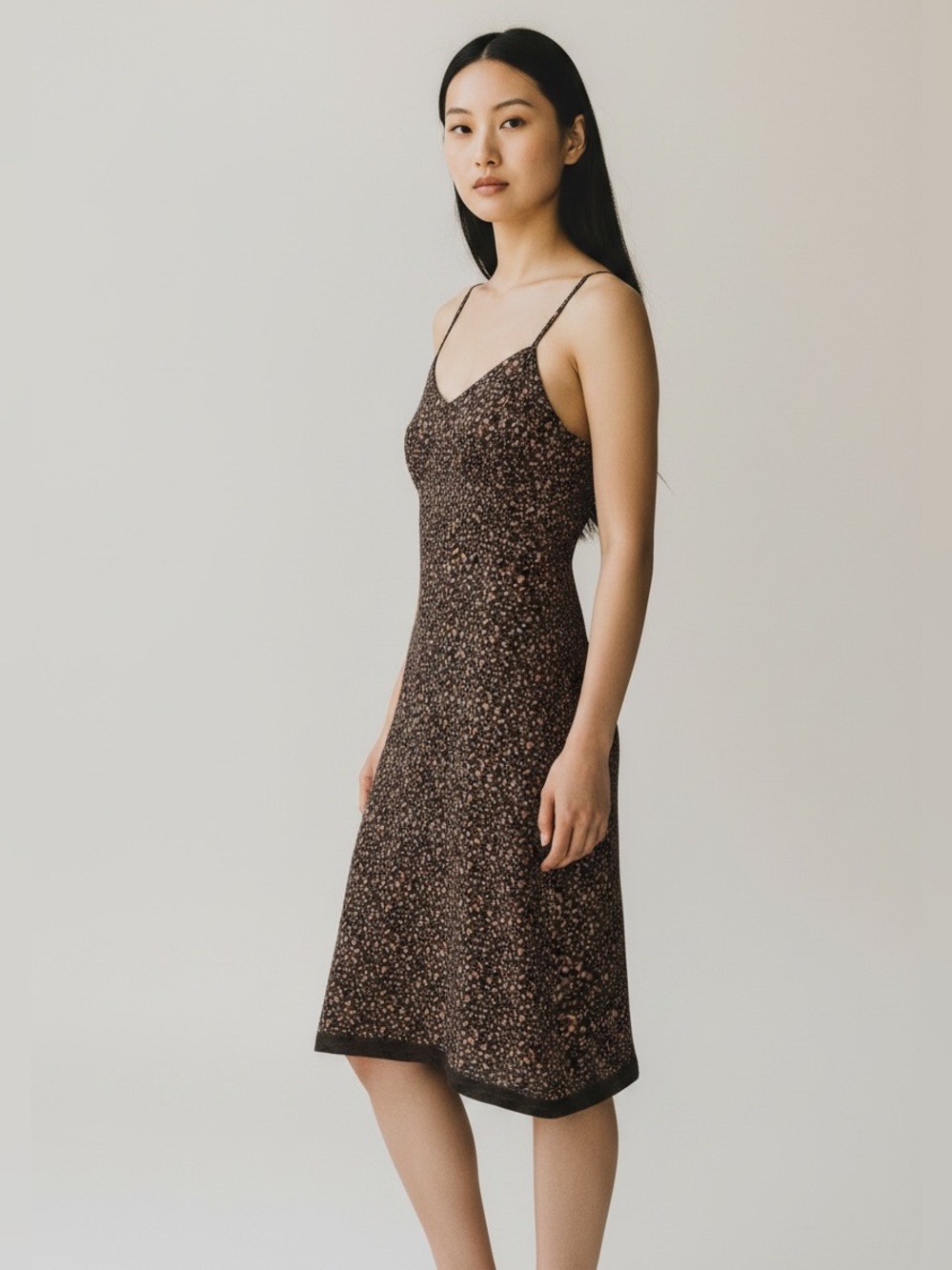 Old Navy Brown Slip Dress with  Floral Print